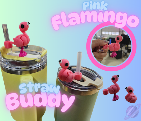 PINK FLAMINGO STRAW BUDDY