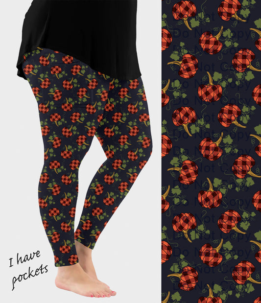 RTS - Plaid Pumpkins Leggings w/ Pockets