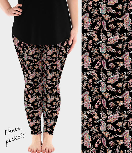 RTS - Pretty Paisley Leggings w/ Pockets