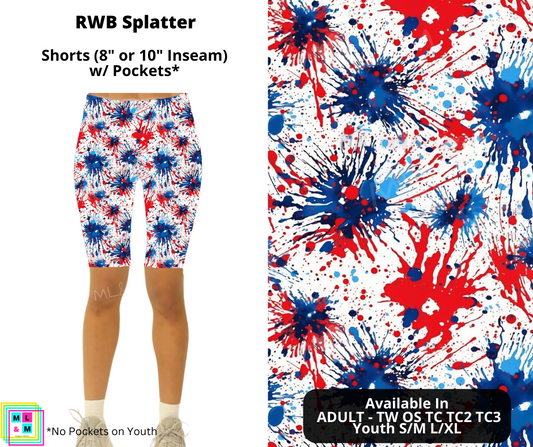 RWB Splatter 10" Inseam Shorts