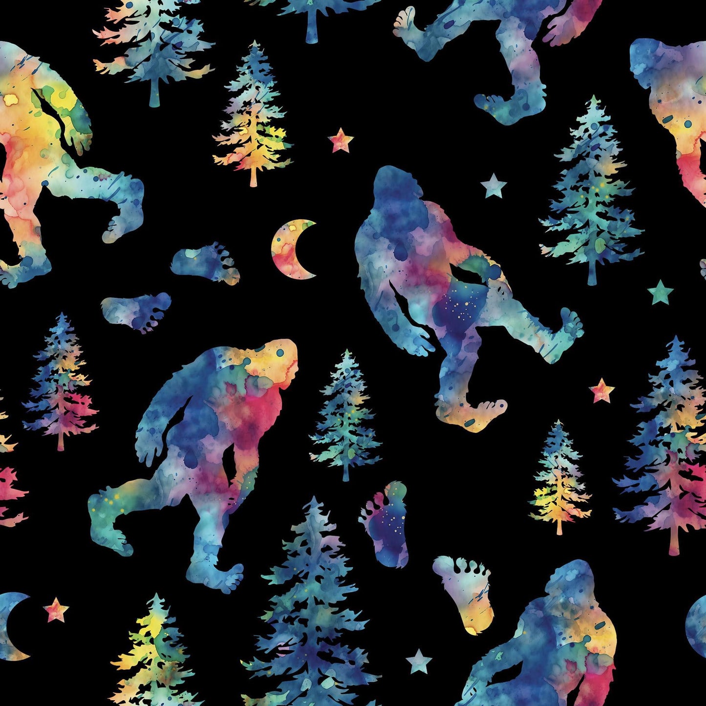 Watercolor Bigfoot leggings with pockets