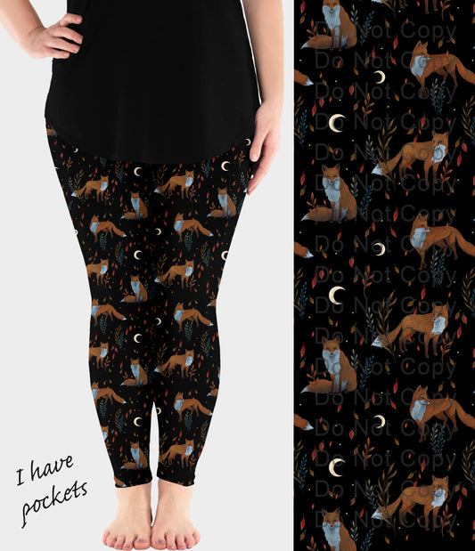 RTS - Red Foxes Leggings w/ Pockets