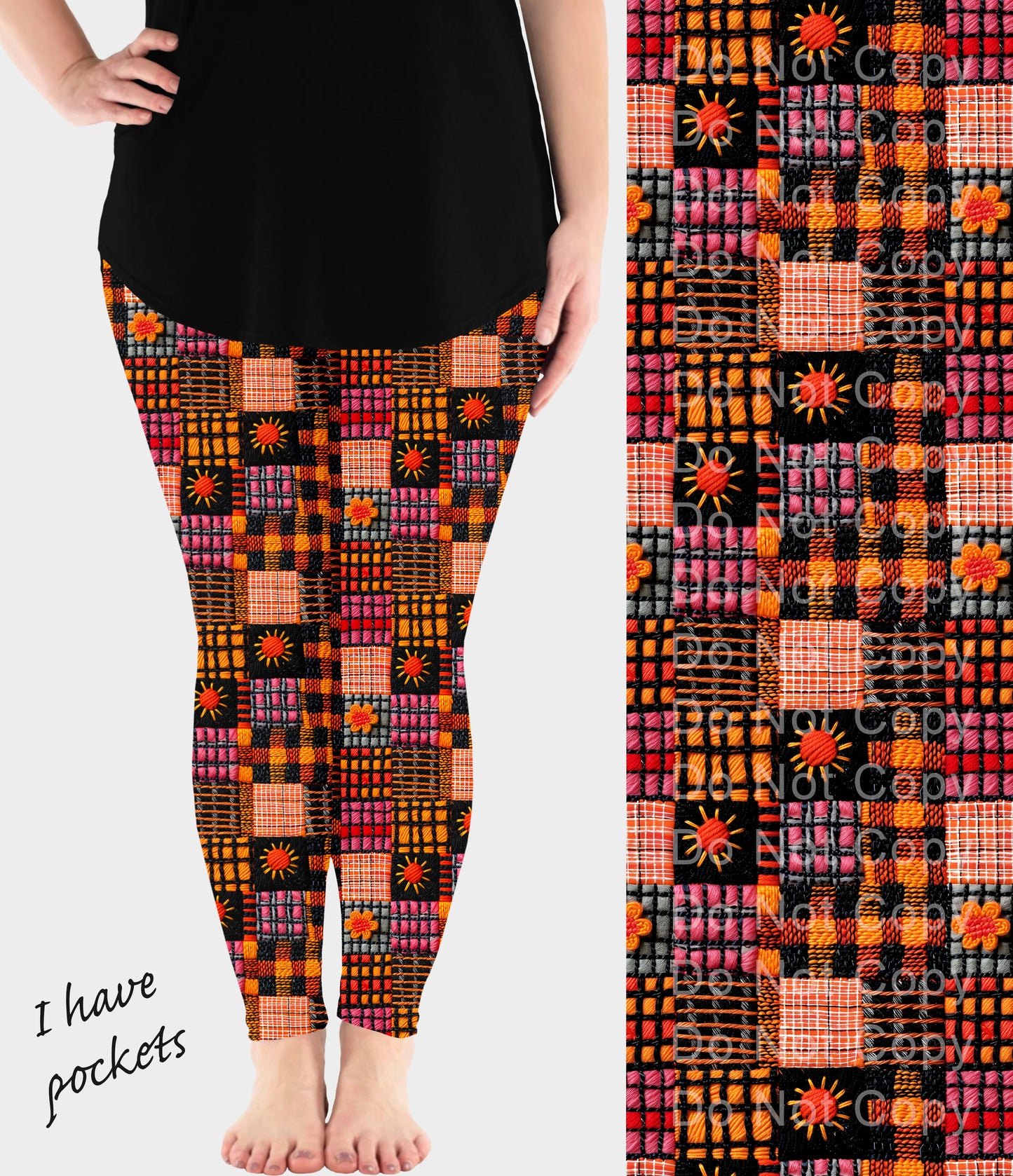 RTS - Retro Fall Squares Leggings w/ Pockets