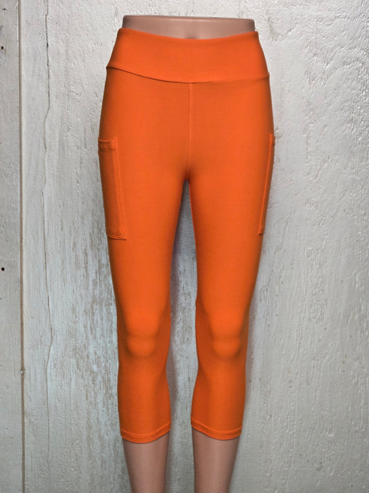 Orange capris and shorts with pockets
