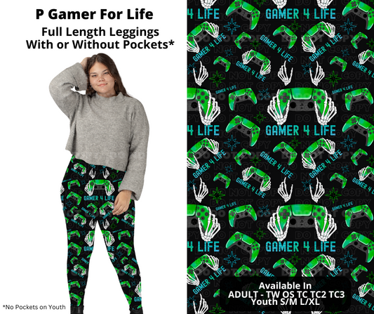 Preorder! Closes 11/27. ETA Feb. P Gamer For Life Full Length Leggings w/wo Pockets