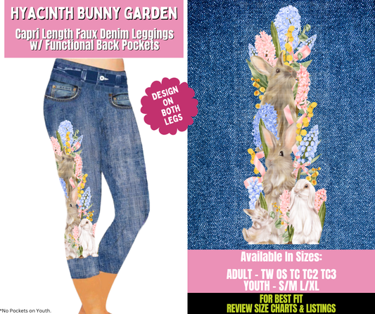 Preorder! Closes 1/21. ETA April. Hyacinth Bunny Garden Capri Leggings w/ Side Leg Designs