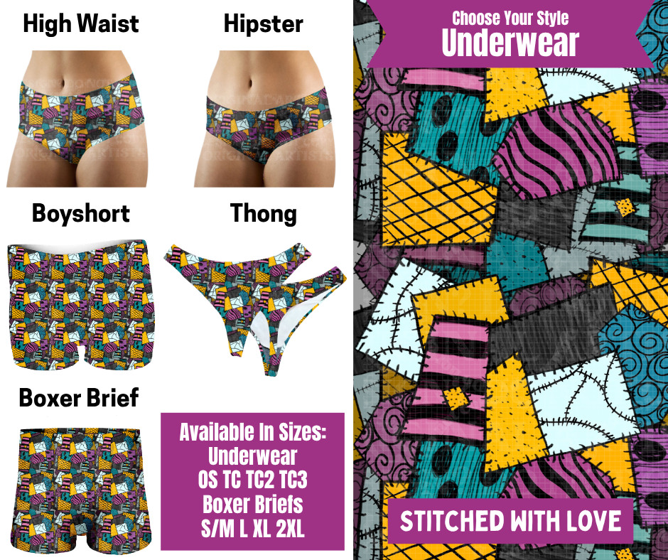 Preorder! Closes 6/24. ETA Sept. Stitched Together Hipster, High Waist, Boyshort, & Thong Underwear & Boxer Briefs