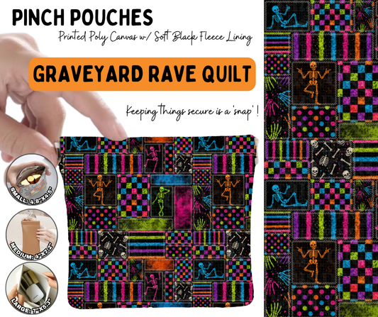 Preorder! Closes 6/17. ETA Sept. Graveyard Rave Quilt Pinch Pouches in 3 Sizes