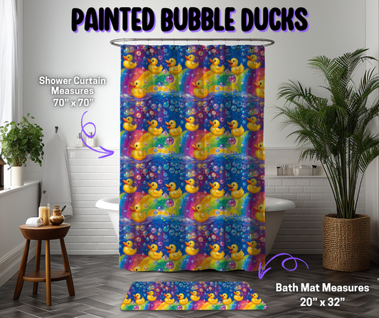 Preorder! Closes 12/8. ETA March. Painted Bubble Ducks Custom Shower Curtain and/or Bath Mat