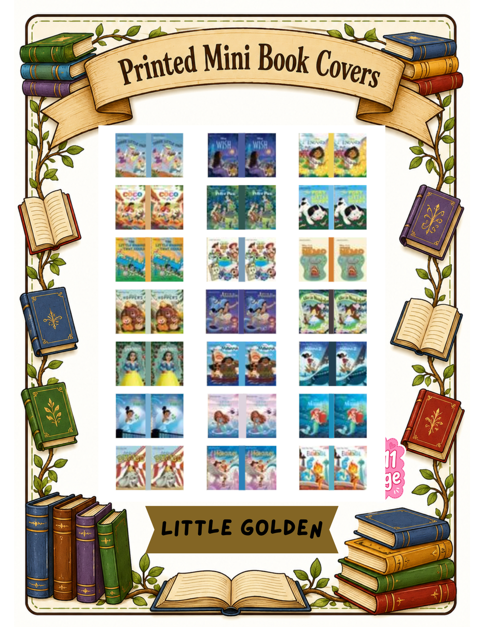 Mini book sticker sheets and mini books