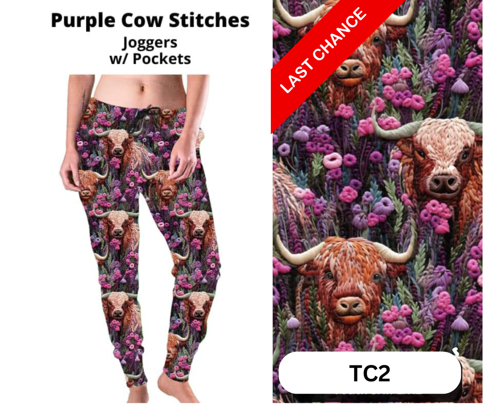 Purple Cow Stitches Joggers