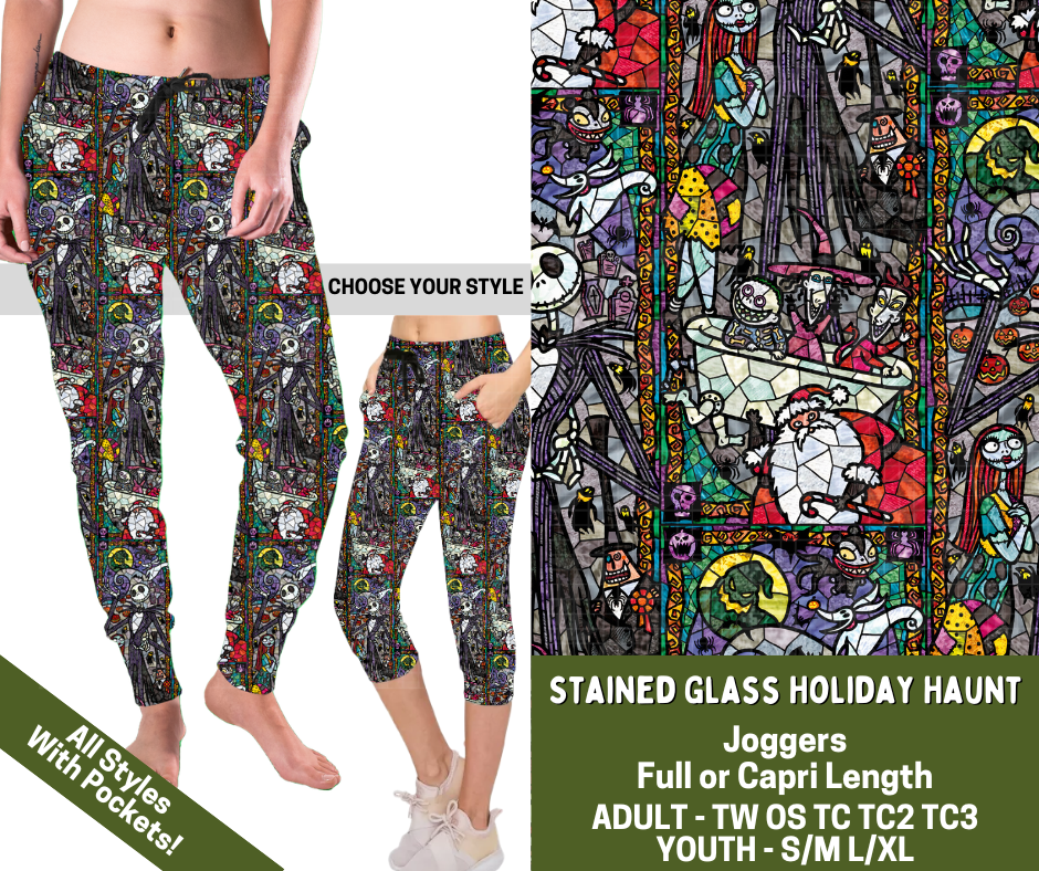 Preorder! Closes 7/15. ETA Nov. Stained Glass Holiday Haunt Combo Jogger Lengths