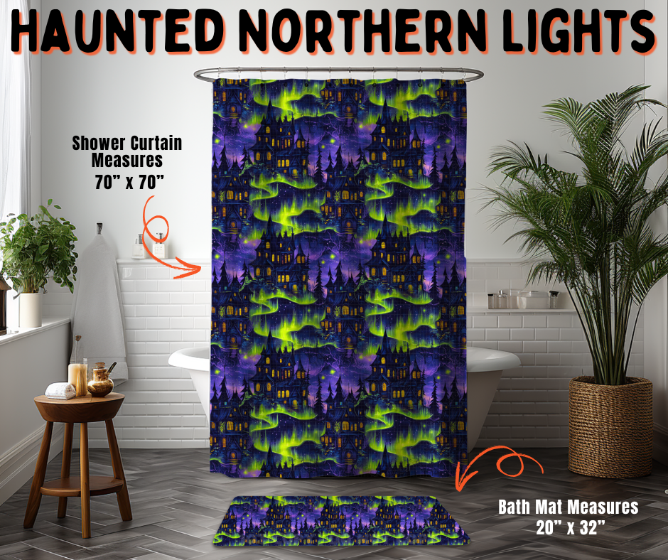 Preorder! Closes 6/10. ETA Sept. Haunted Northern Lights Custom Shower Curtain and/or Bath Mat