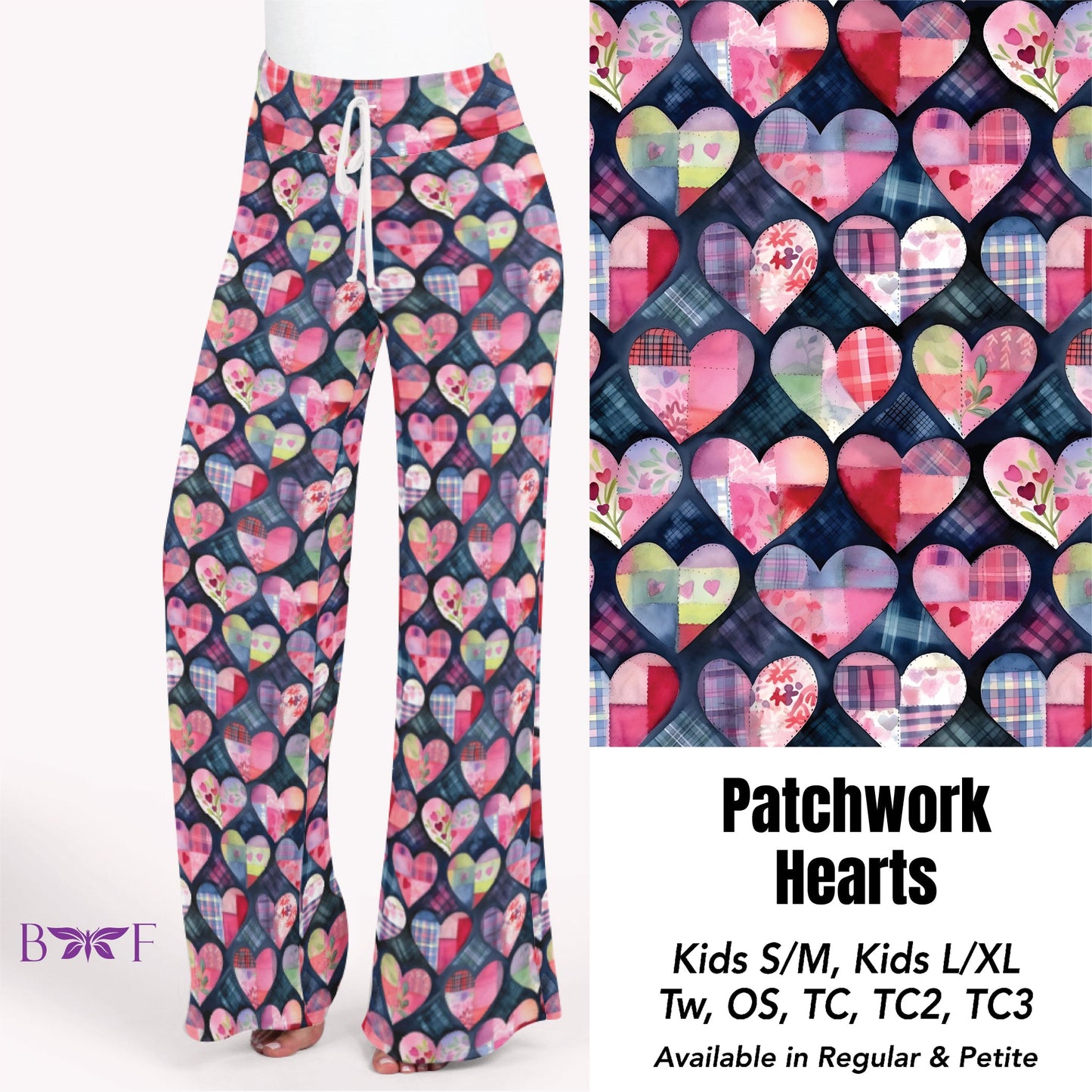 Patchwork hearts leggings with pockets