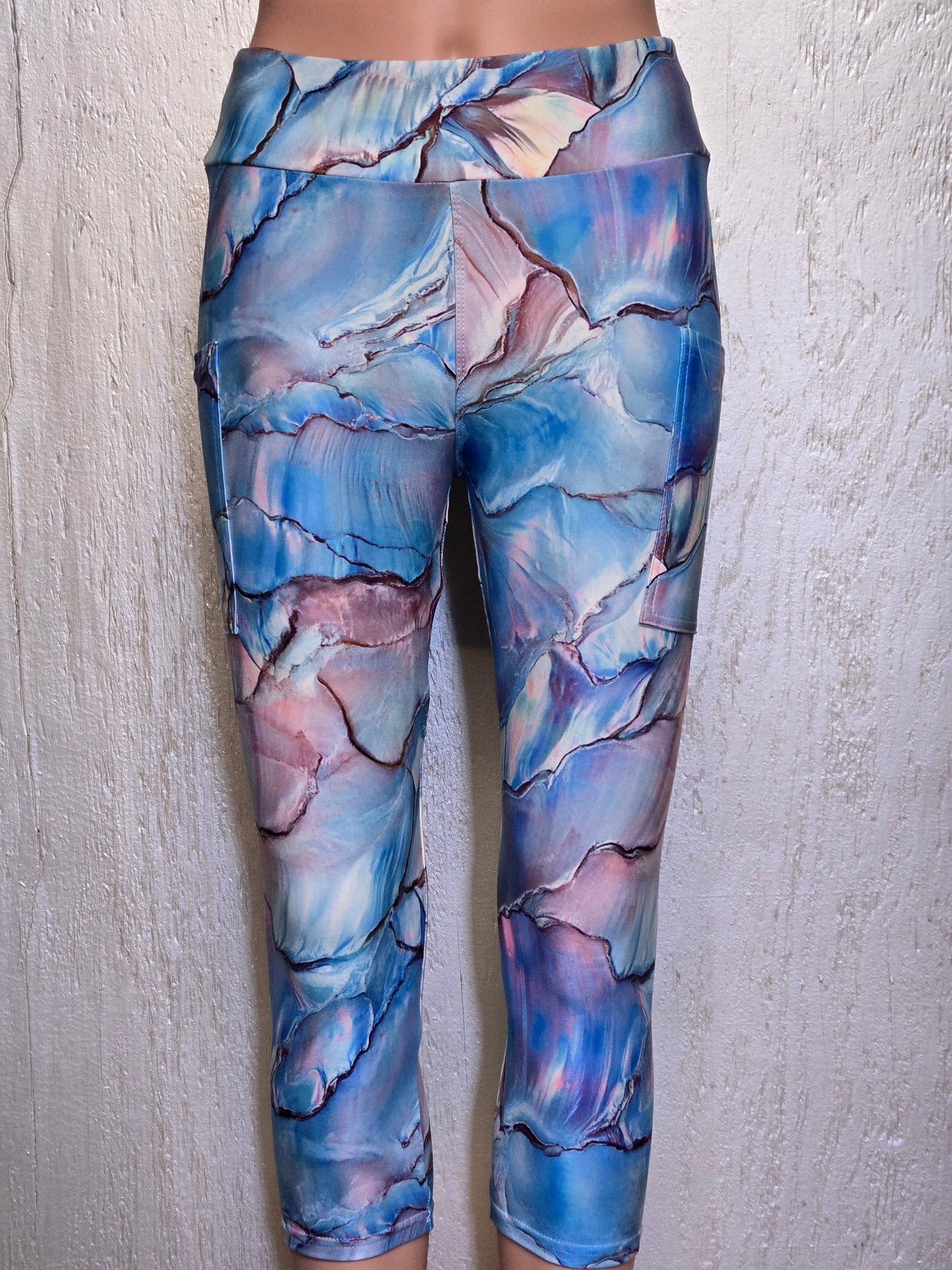Iridescent shell leggings and capris with pockets