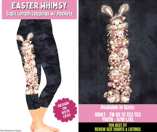 Preorder! Closes 1/21. ETA April. Easter Whimsy Capri Leggings w/ Side Leg Designs