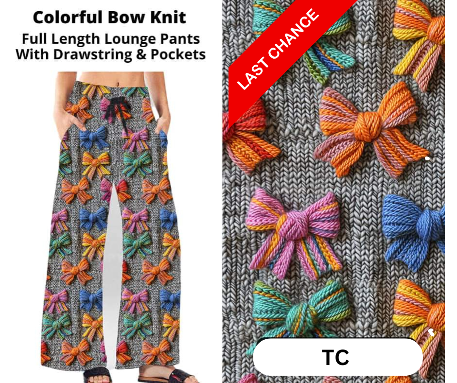 Colorful Bow Knit Full Length Lounge Pants