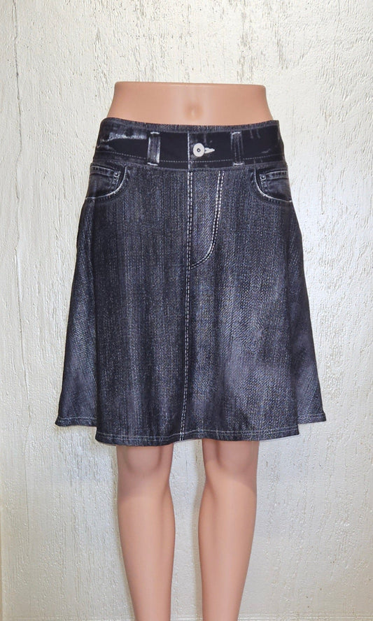 Black Faux Denim skort with pockets
