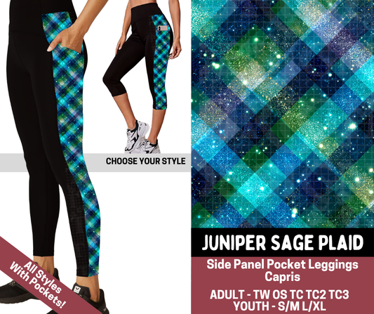 Preorder! Closes 7/23. ETA Oct. Juniper Sage Plaid Combo Side Panel Legging Lengths