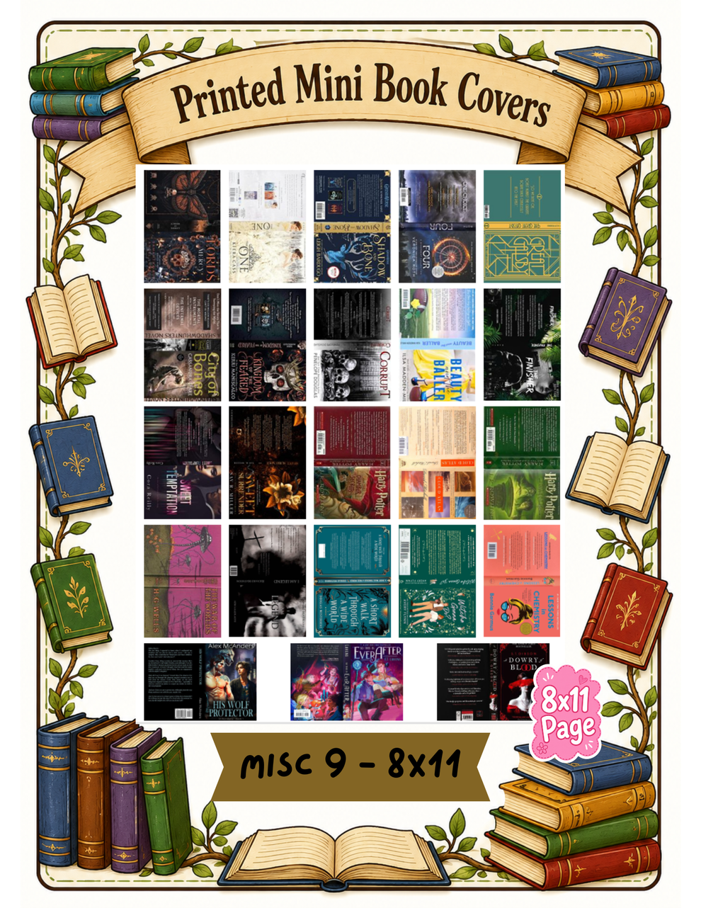 Mini book sticker sheets and mini books