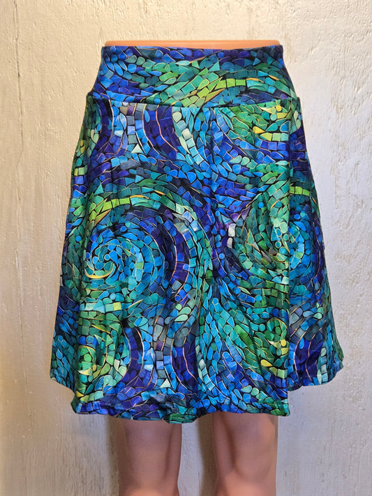Green gemstone swirl capris and skorts with pockets