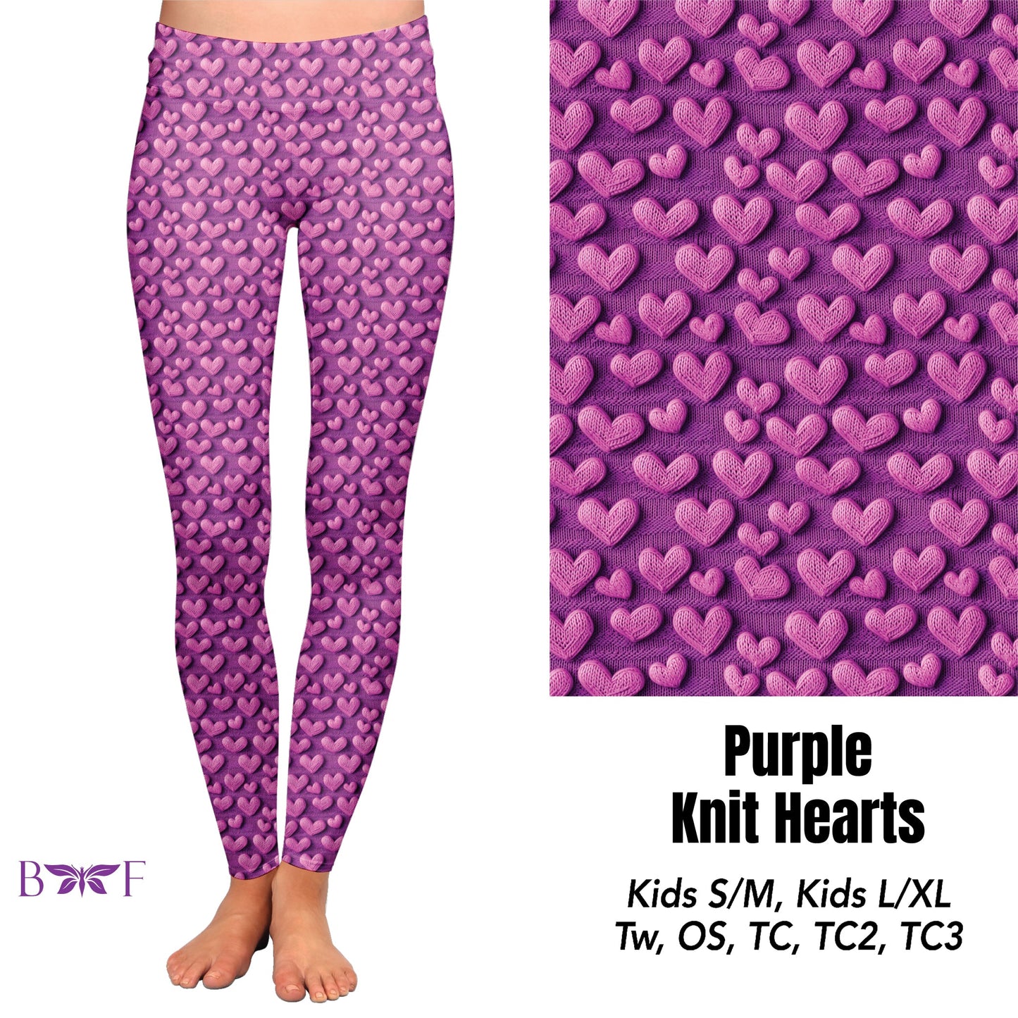 Purple knit hearts skorts