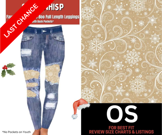 Snow Whisp Faux Denim Full Length Peekaboo Leggings