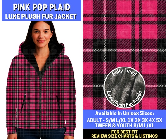 Preorder! Closes 10/29. ETA Jan. Pink Pop Plaid Luxe Fur Jacket