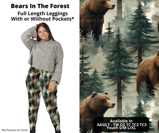 Preorder! Closes 11/27. ETA Feb. Bears In The Forest Full Length Leggings w/wo Pockets