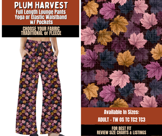 Preorder! Closes 7/20. ETA Oct. Plum Harvest Lounge Pants Choose Fleece or Traditional