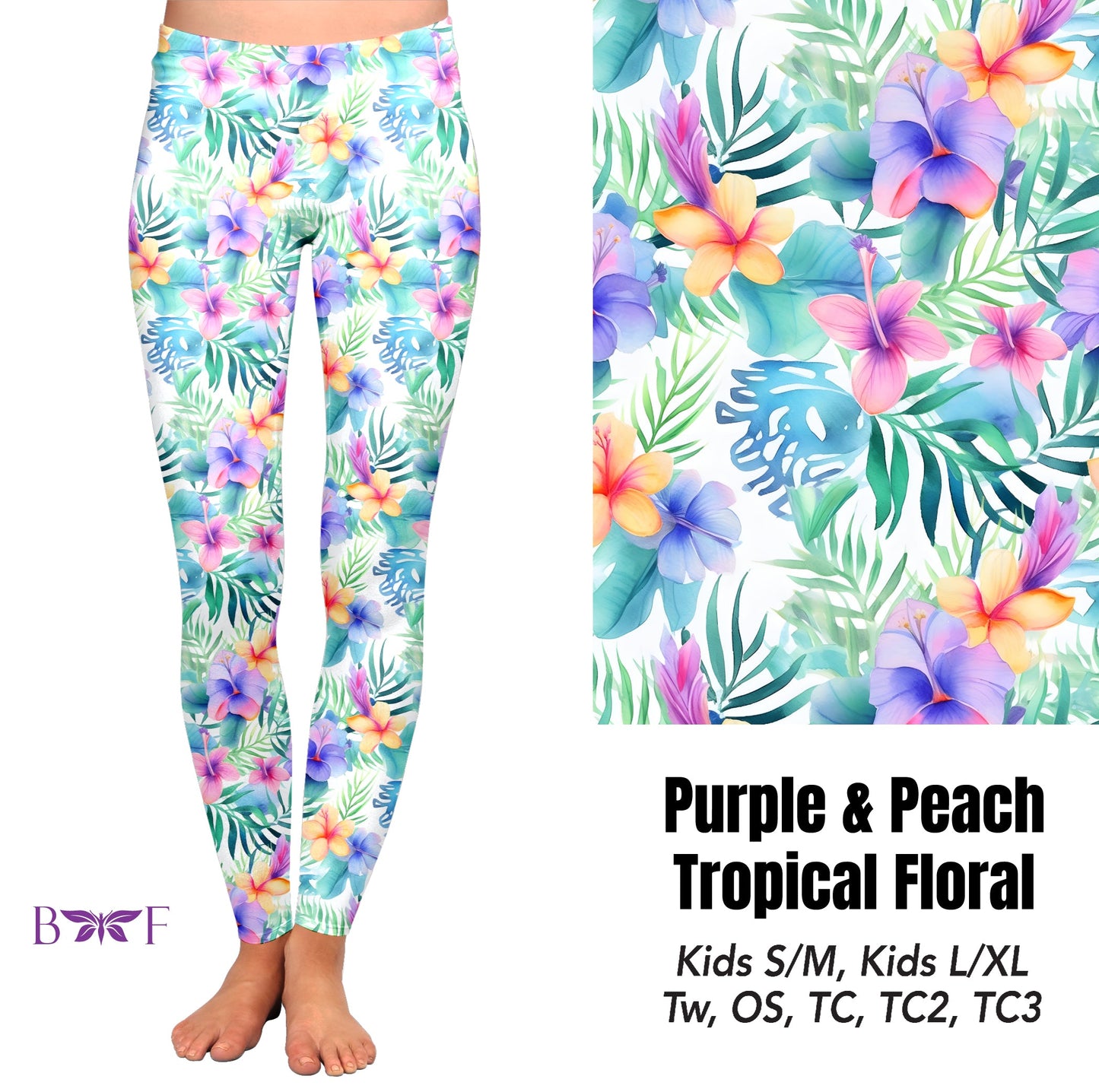 Purple & Peach Tropical Floral