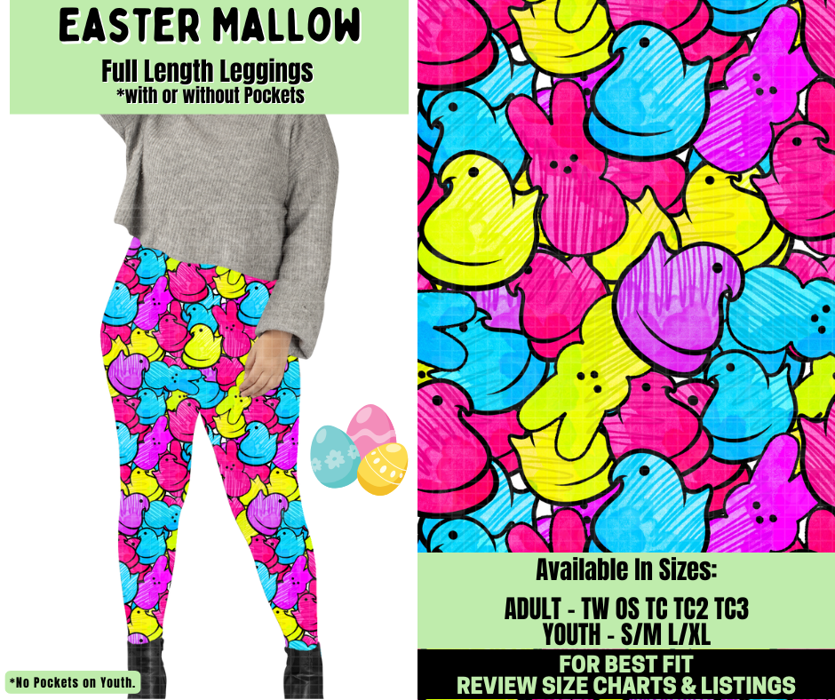 Preorder! Closes 1/19. ETA April. Easter Mallow Full Length Leggings w/wo Pockets