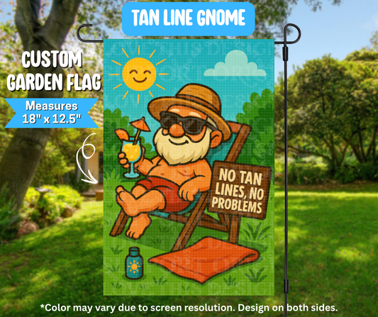 Preorder! Closes 3/9. ETA June. Tan Line Gnome Garden Flag