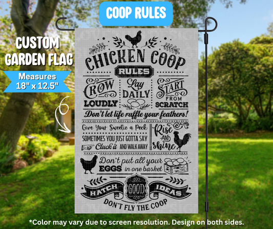 Preorder! Closes 3/9. ETA June. Coop Rules Garden Flag