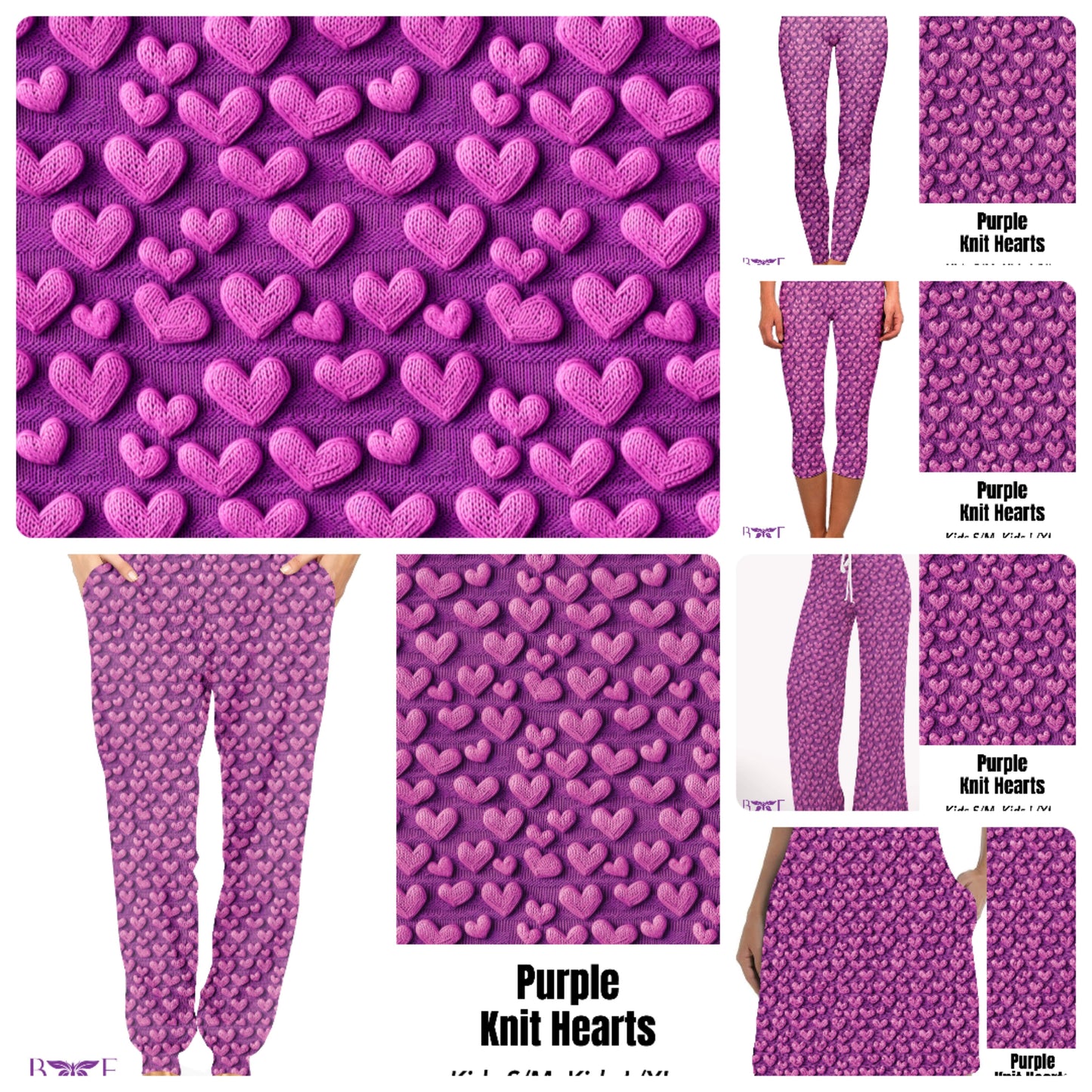 Purple knit hearts skorts