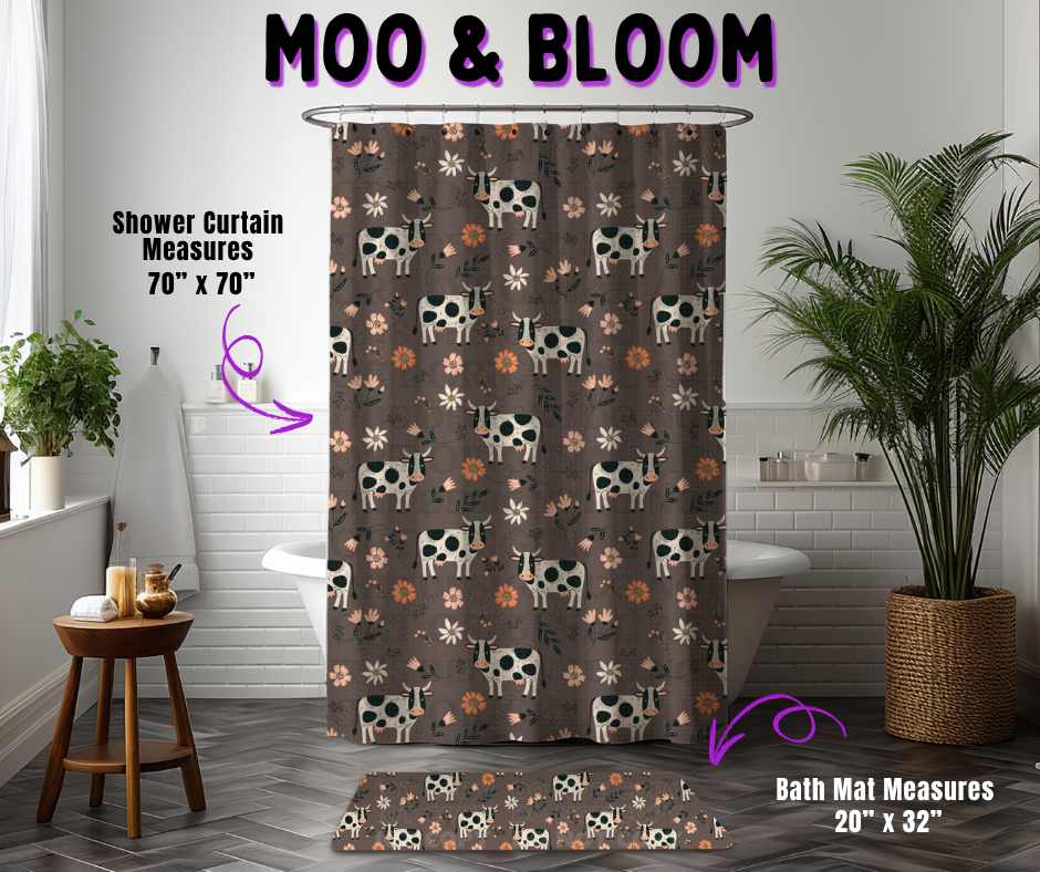 Preorder! Closes 10/21. ETA Jan. Moo & Bloom Custom Shower Curtain and/or Bath Mat