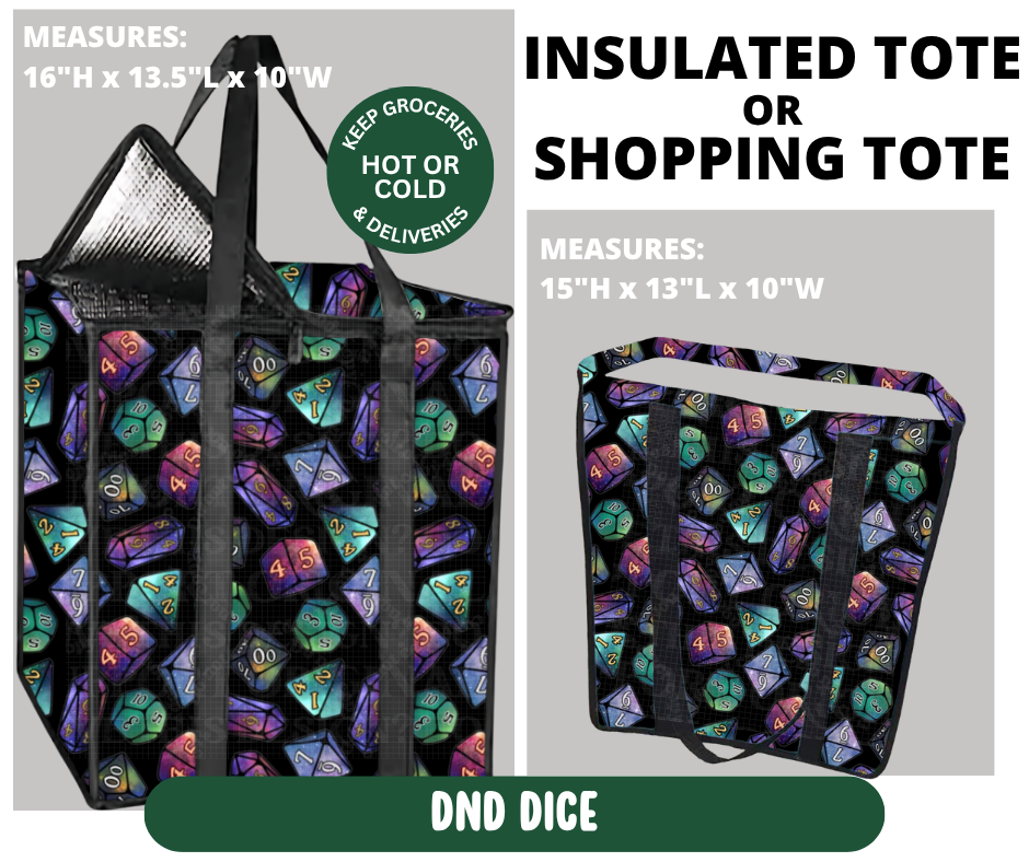 Preorder! Closes 10/7. ETA Jan. DND Dice Shopping & Insulated Tote