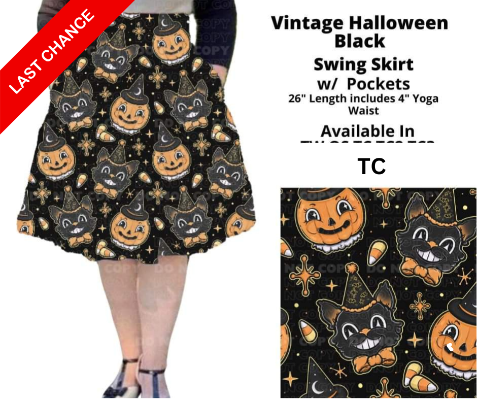 Vintage Halloween Black Swing Skirt