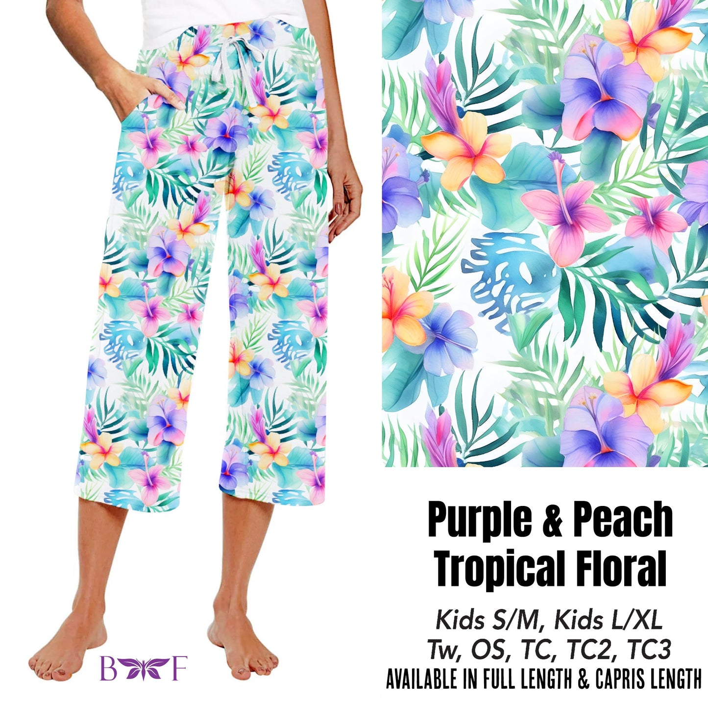 Purple & Peach Tropical Floral