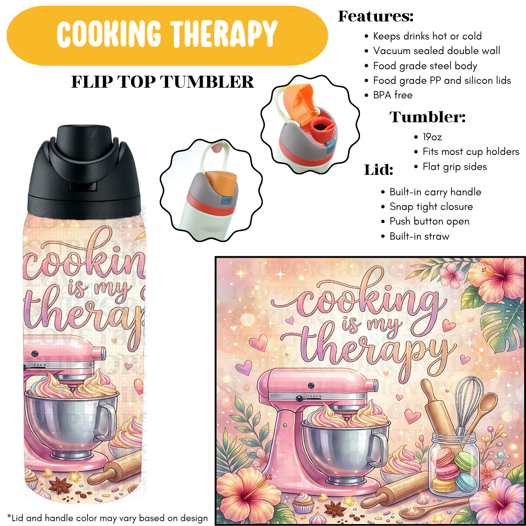 Preorder! Closes 6/3. ETA Sept. Cooking Therapy Flip Top Tumbler