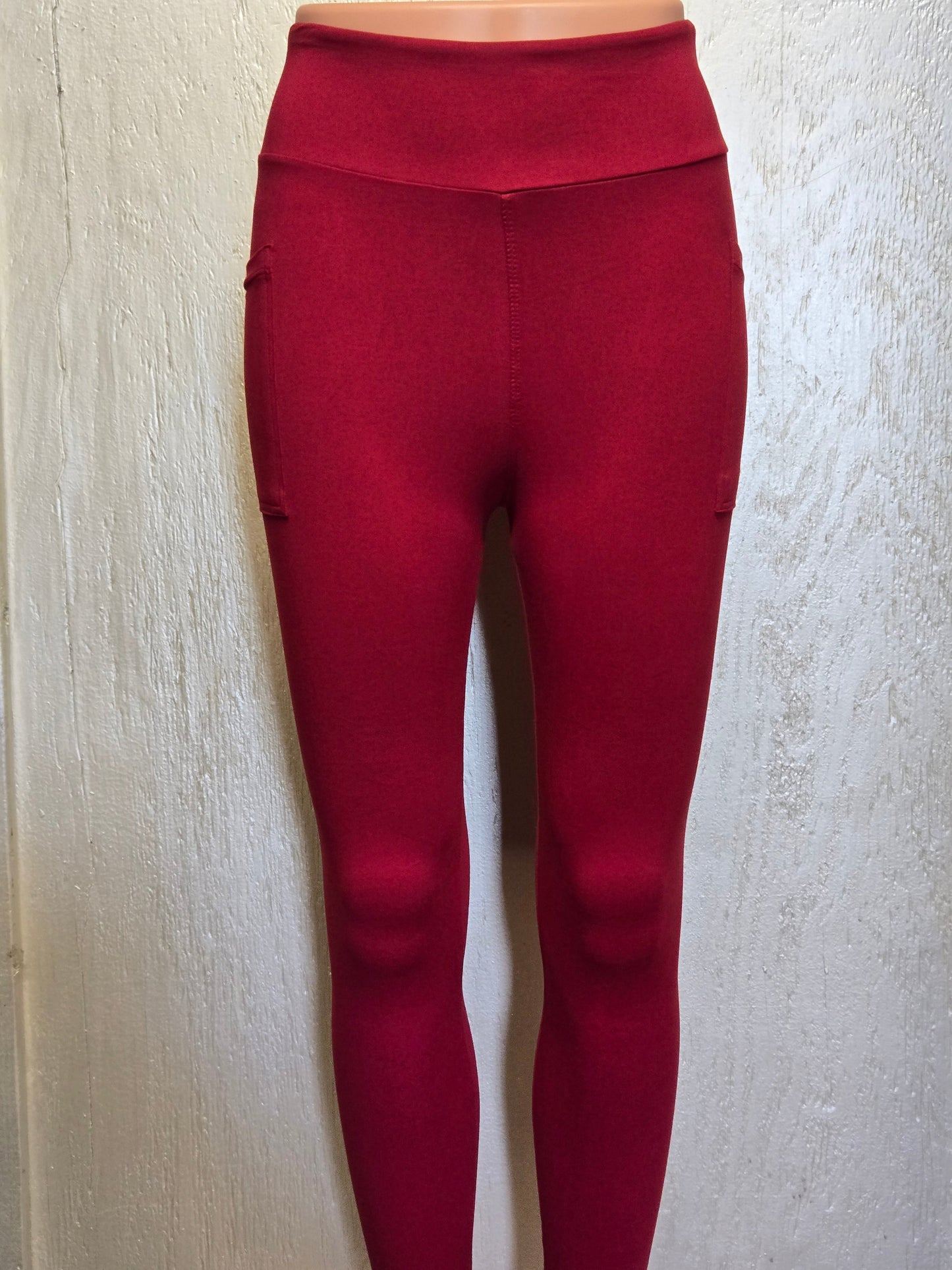 Solid burgundy capris with pockets