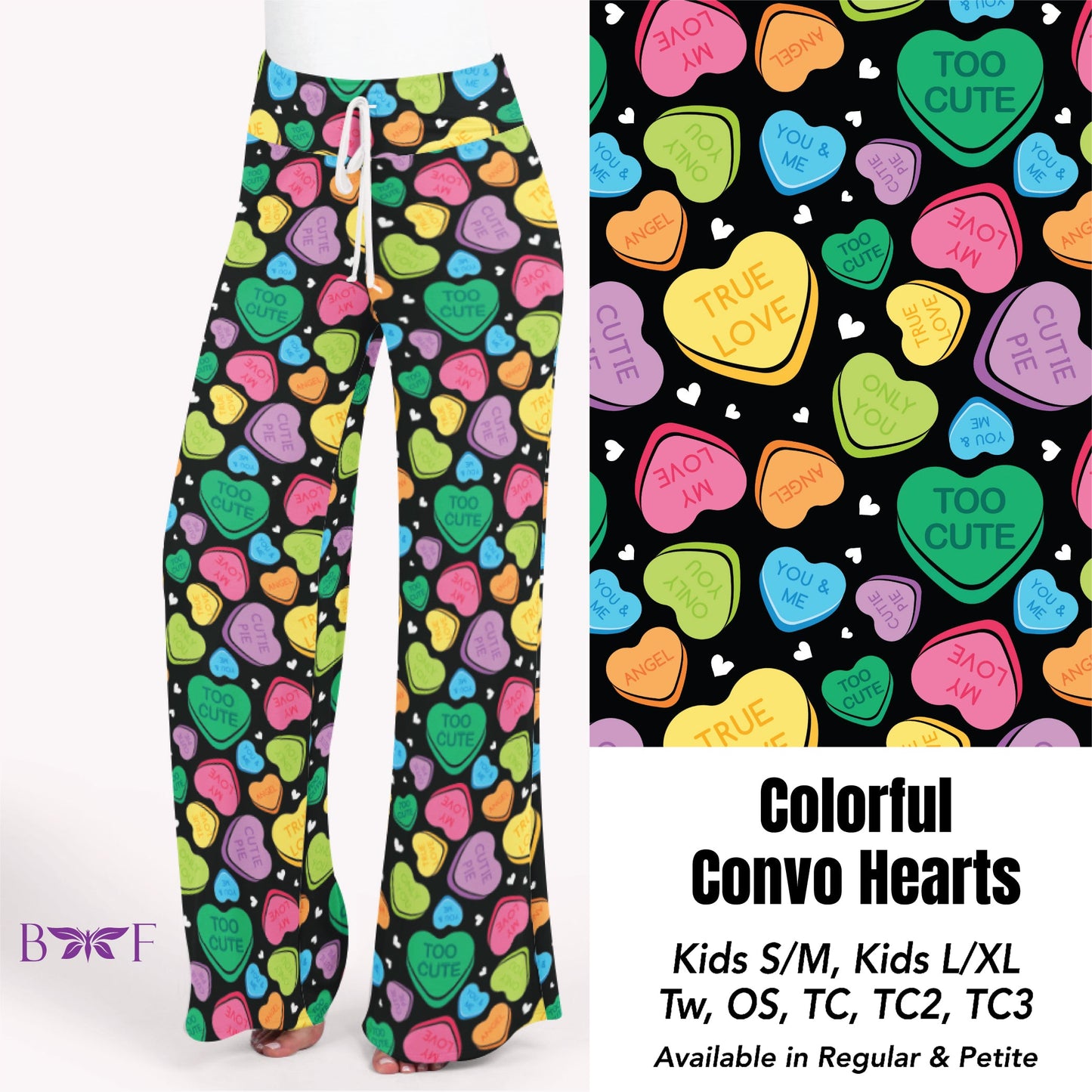 Colorful convo hearts leggings and capris with pockets