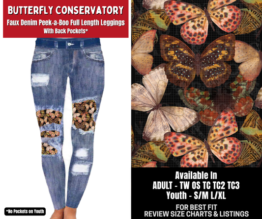 Preorder! Closes 10/26. ETA Jan. Butterfly Conservatory Full Length Faux Denim Peekaboo