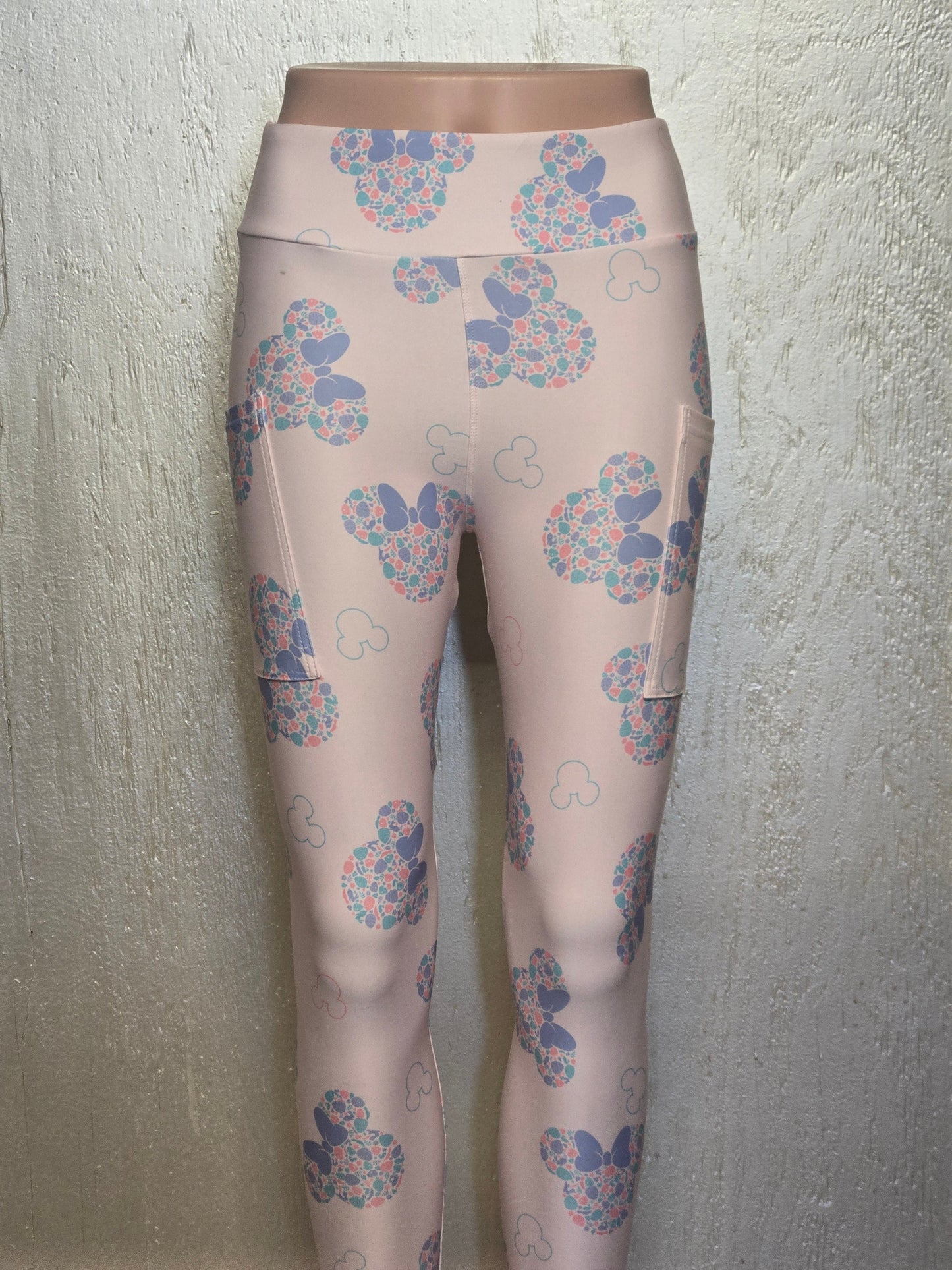 Pink bow mouse leggings and capris with pockets