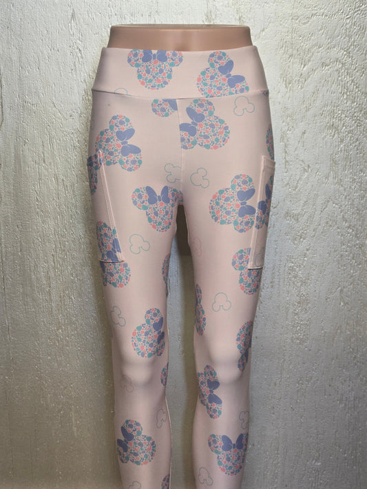 Pink bow mouse leggings and capris with pockets