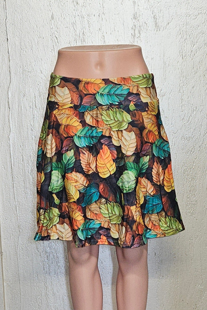 Muted Fall Leaves leggings, capris, and Skorts with pockets