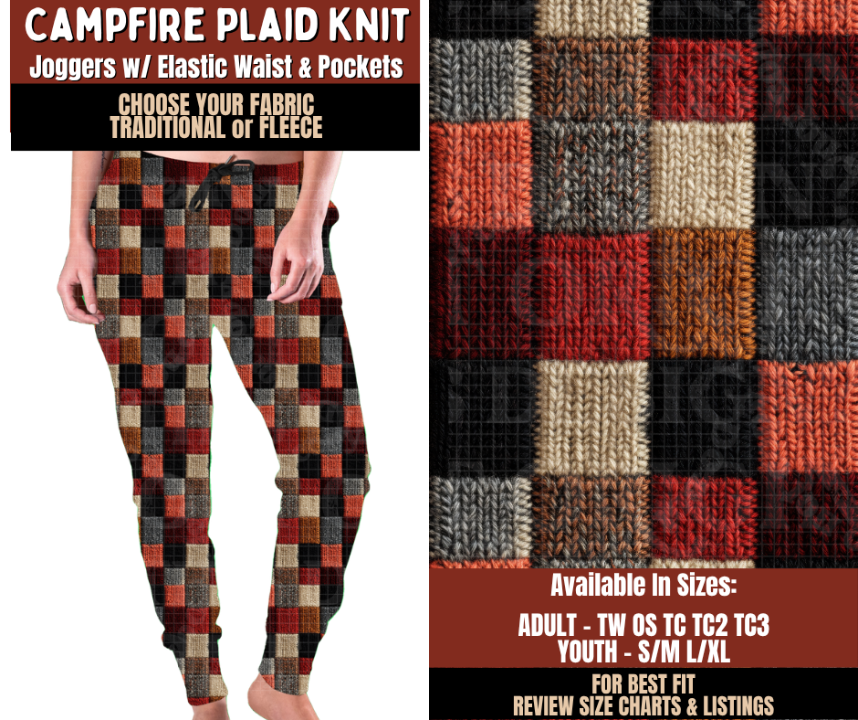 Preorder! Closes 9/21. ETA Dec. Campfire Plaid Knit Joggers Choose Fleece or Traditional