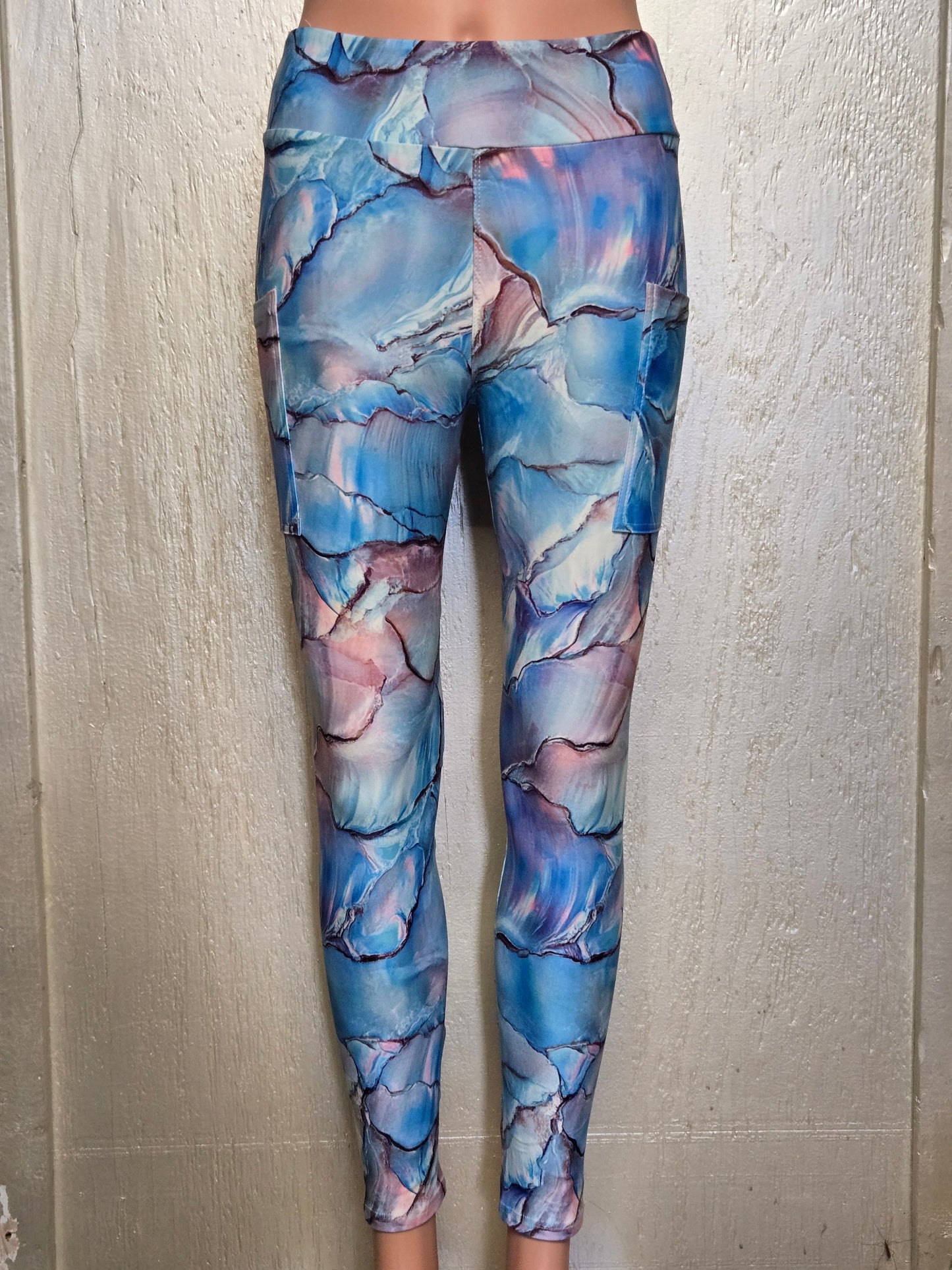 Iridescent shell leggings and capris with pockets