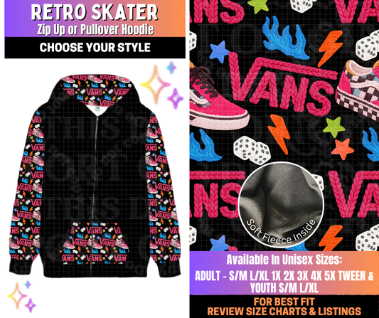Preorder! Closes 12/10. ETA March. Retro Skater Zip-Up or Pullover Hoodie