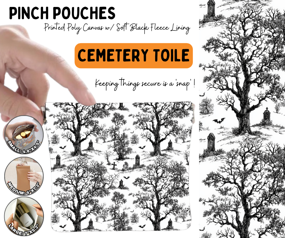 Preorder! Closes 6/17. ETA Sept. Cemetery Toile Pinch Pouches in 3 Sizes
